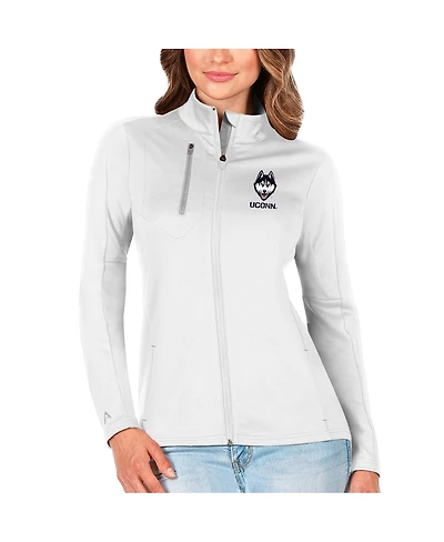 Antigua Women's White/Silver UConn Huskies Generation Full-Zip Jacket