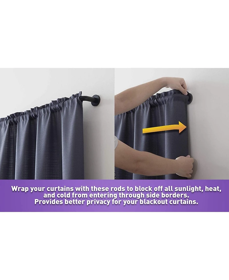 Hlc.me Wrap Around Room Darkening Grommet Curtain Rod - Adjustable Telescoping