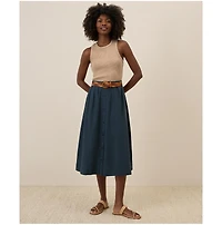 Pact Women's Organic Cotton Sunset Lightweight Cotton Button Skirt