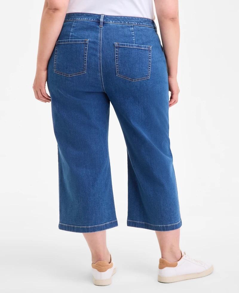 Style & Co Plus High-Rise Wide-Leg Crop Jeans, Exclusively at Macy's