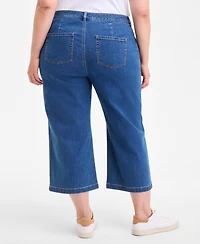 Style & Co Plus High-Rise Wide-Leg Crop Jeans, Exclusively at Macy's