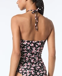 Michael Michael Kors Women's Floral-Print Bandeau Tankini Top
