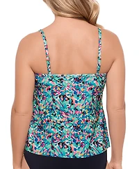 Swim Solutions Women's Printed Ruffle-Tiered Tankini Top