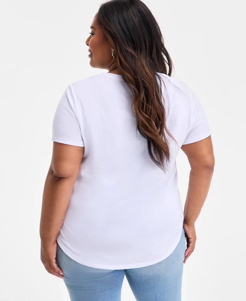 Style & Co Plus Size Printed Crewneck Graphic T-Shirt, Exclusively at Macy's