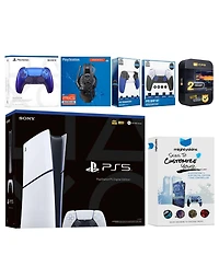 Sony Playstation 5 Slim Digital with Extra Cosmic Red Controller, Plantronics Headset, Trigger Stop Kit, Fps Grip Kit and MightySkins Decal Voucher +