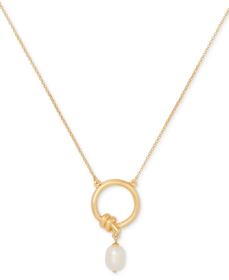 kate spade new york Gold-Tone Freshwater Pearl Pendant Necklace, 18" + 3" extender