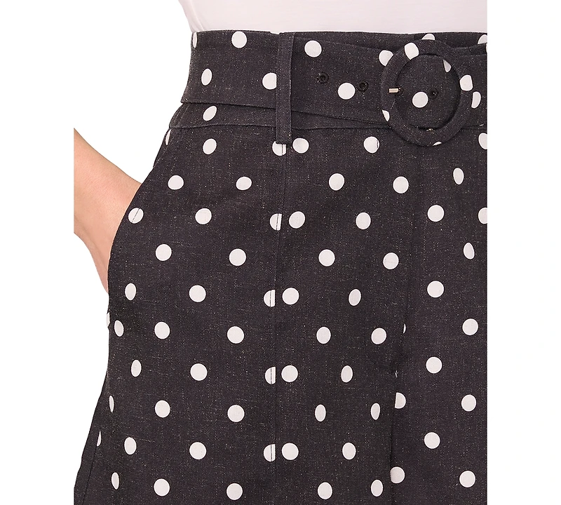 CeCe Women's Polka-Dot High-Waisted Shorts