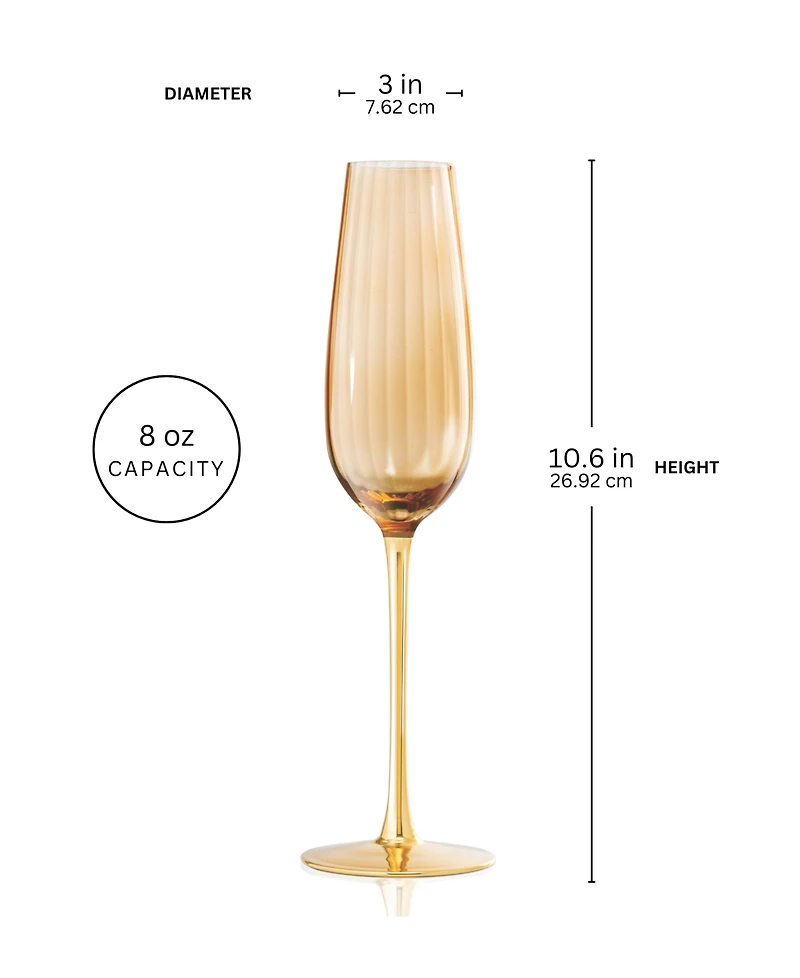 Qualia Glass Posh Champagne Flutes, Set of 2