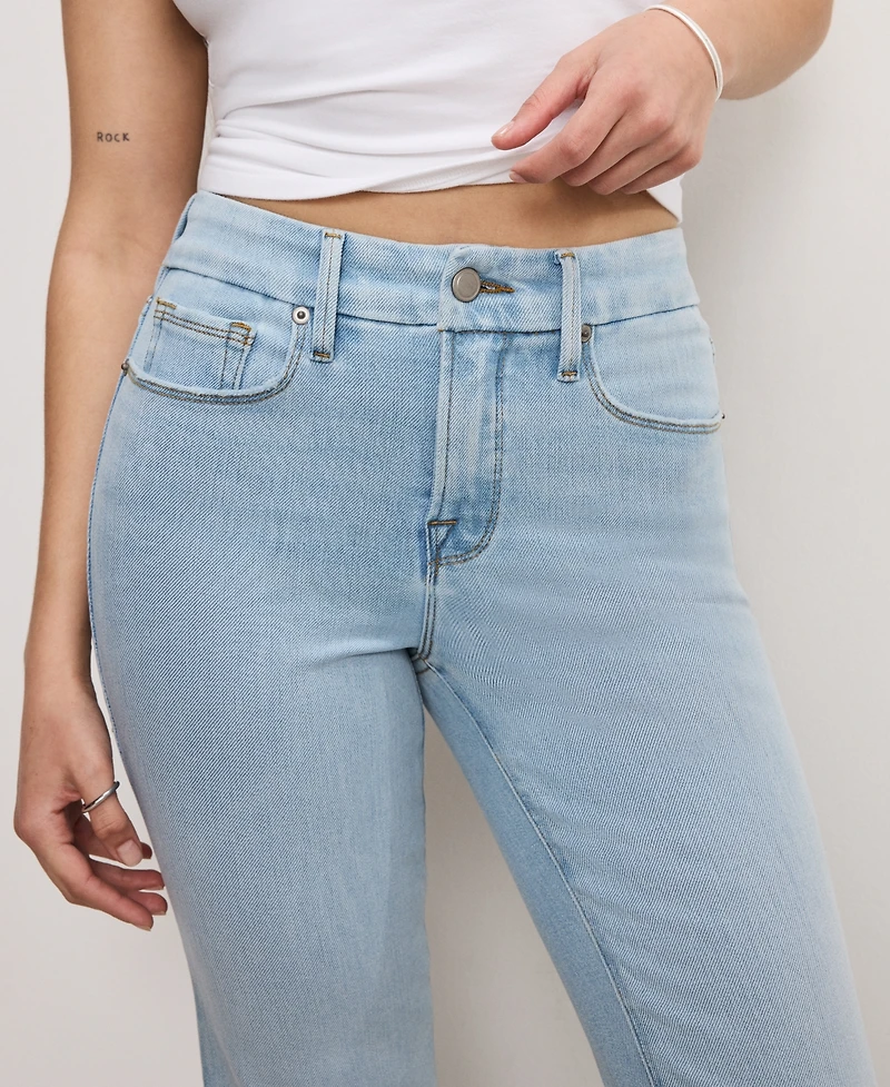 Good American Petite Soft-Tech Mid-Rise Flare-Leg Jeans