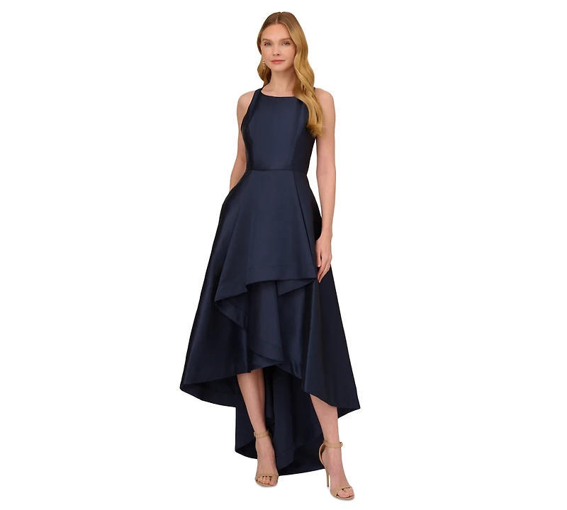 Adrianna Papell High-Low Mikado Gown