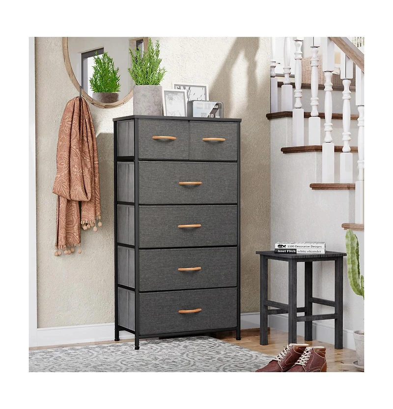 Steel and Fabric 6-Drawer Combo Dresser – Functional Storage