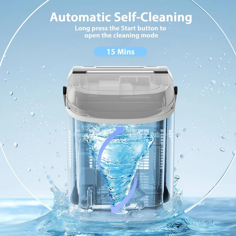 Zafro Nugget Ice Maker Countertop with Handle, 35Lbs/24Hrs,7 Mins Fast Making, Stainless Steel Pellet Basket/Ice Scoop for Home