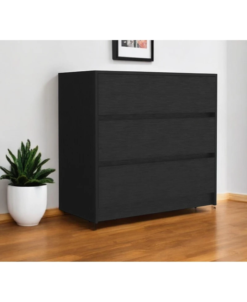 Manufactured Wood 3-Drawer Handle-Free Dresser