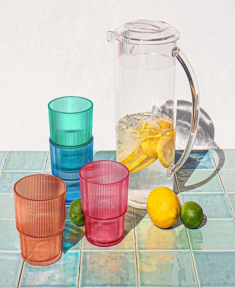 Abode Homewares Fine Ribbed Glasses and Pitcher Set