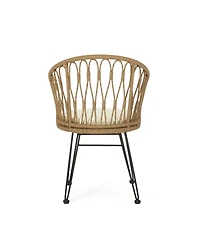 Streamdale Boho Industrial Dining Chair Durable Wicker Design with Hairpin Legs