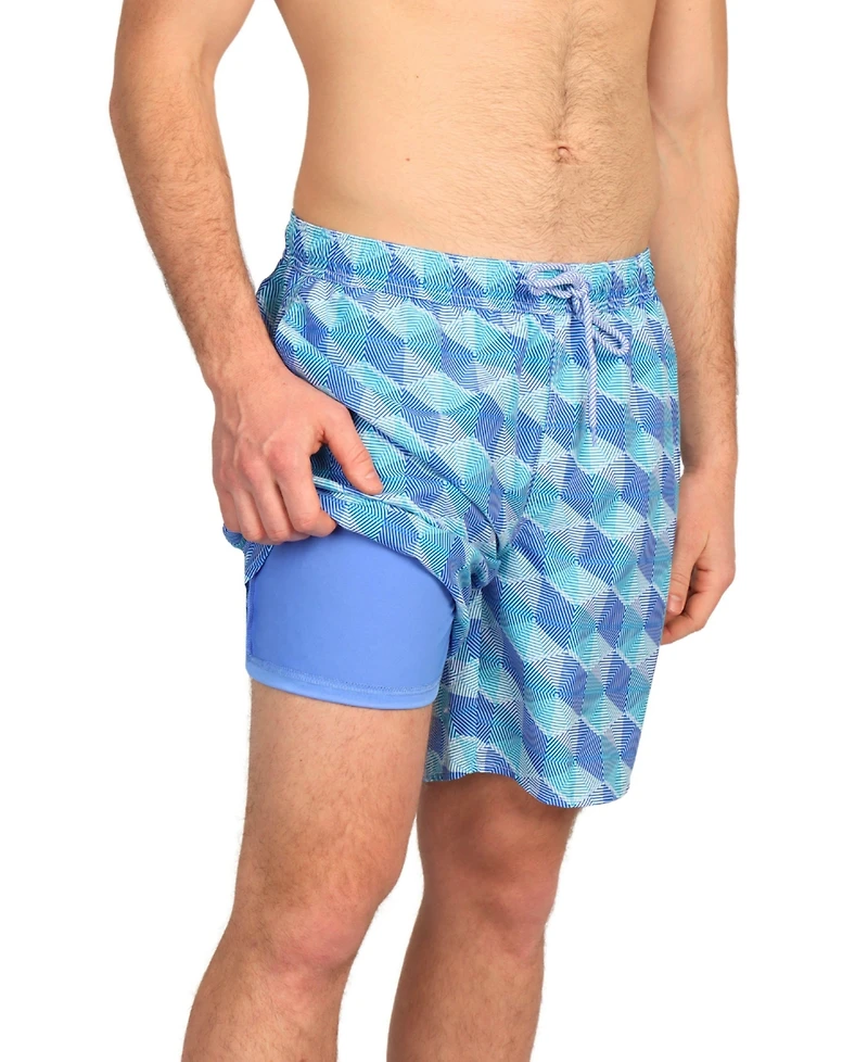 Tailorbyrd Men's Hexagon Print Swim Shorts - Stylish and Comfortable Beachwear