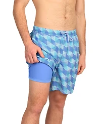 Tailorbyrd Men's Hexagon Print Swim Shorts - Stylish and Comfortable Beachwear