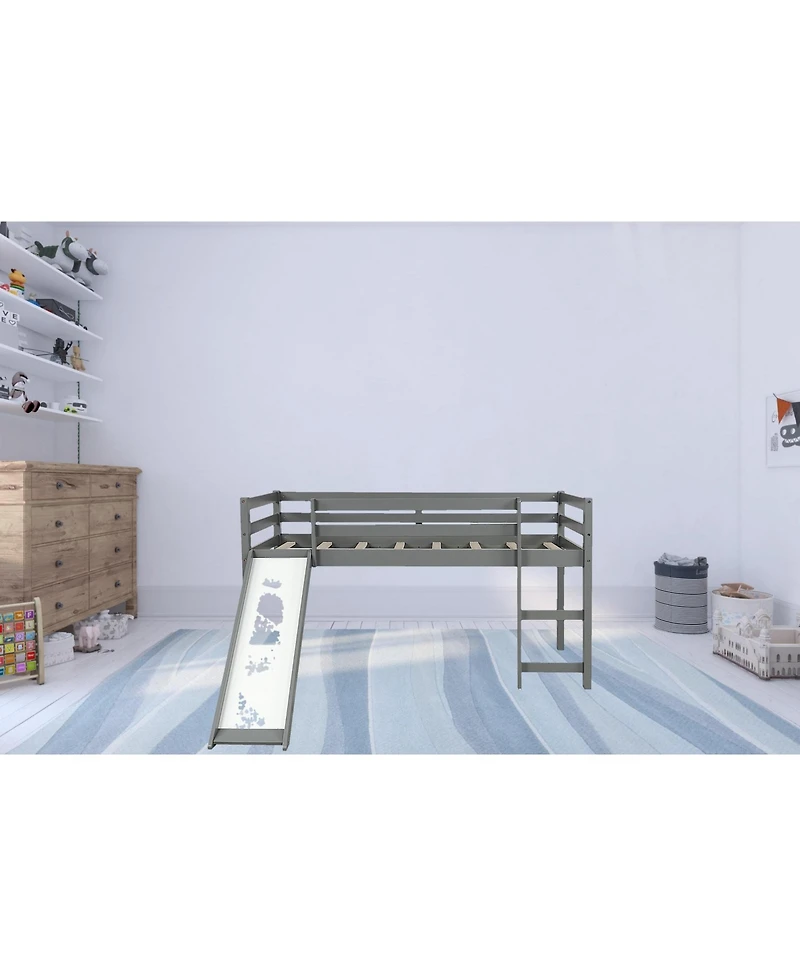 Space-Saving Low Loft Bed with Slide – Playful and Functional