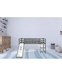 Space-Saving Low Loft Bed with Slide – Playful and Functional