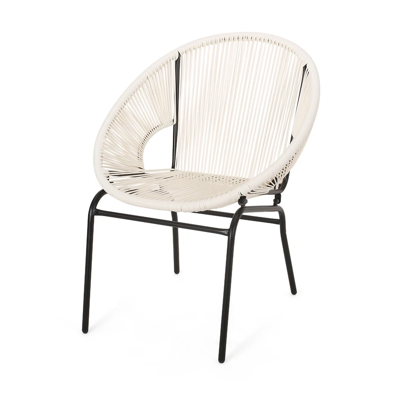 Streamdale Modern Woven Basket Armchairs with Iron Frame (Set of 2)