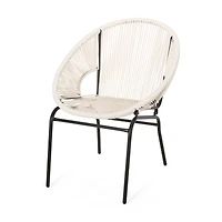 Streamdale Modern Woven Basket Armchairs with Iron Frame (Set of 2)