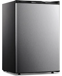 Zafro 3.0 Cu.ft upright mini freezer with adjustable thermostat, removable shelves, and reversible door. Ideal for bedrooms, homes, dorms, or apartmen