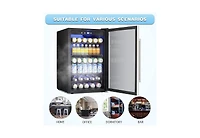 Zafro Mini Beverage Fridge with Glass Door - 145 Can Capacity, 4.4Cu.Ft Cooler for Soda, Beer or Wine, Perfect for Home, Office or Bar