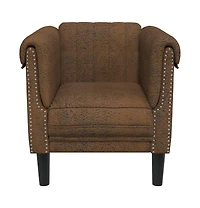 Sofa Chair Brown Faux Suede Leather