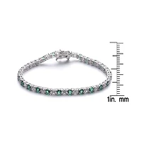 Sterling Silver White Gold Plated with Colored Cubic Zirconia Tennis Bracelet