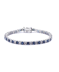 Sterling Silver White Gold Plated with Colored Cubic Zirconia Tennis Bracelet