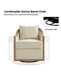 Zacharie Farmhouse Rattan Solid Wood Armchair