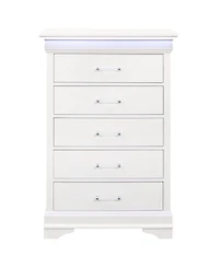 Solid Wood Five-Drawer Chest with Led Lighting for Bedroom Storage