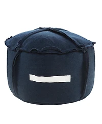 Round Patchwork Pouf Ottoman for Indoor and Outdoor Seating