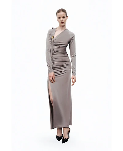 Nocturne Women's Metal Buckle Detailed Maxi Dress