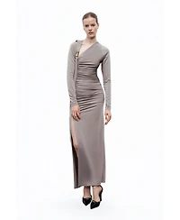 Nocturne Women's Metal Buckle Detailed Maxi Dress