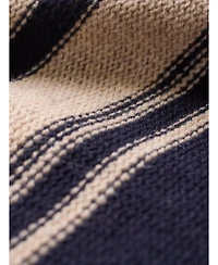 Celtic & Co. Women's Pure Wool Stripe Button Neck Sweater
