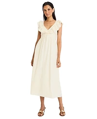 The Good Journey Women's Flutter-Sleeve Tie-Back Midi Dress