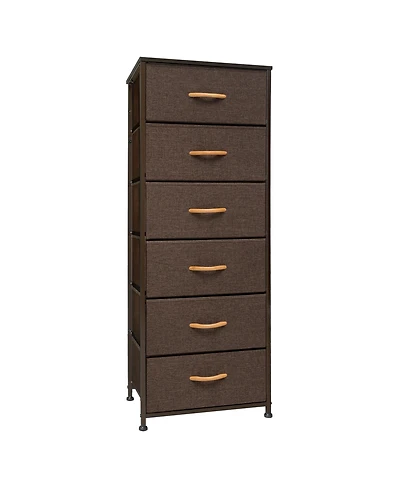 Steel and Fabric Six-Drawer Chest for Bedroom Closet and Home Storage