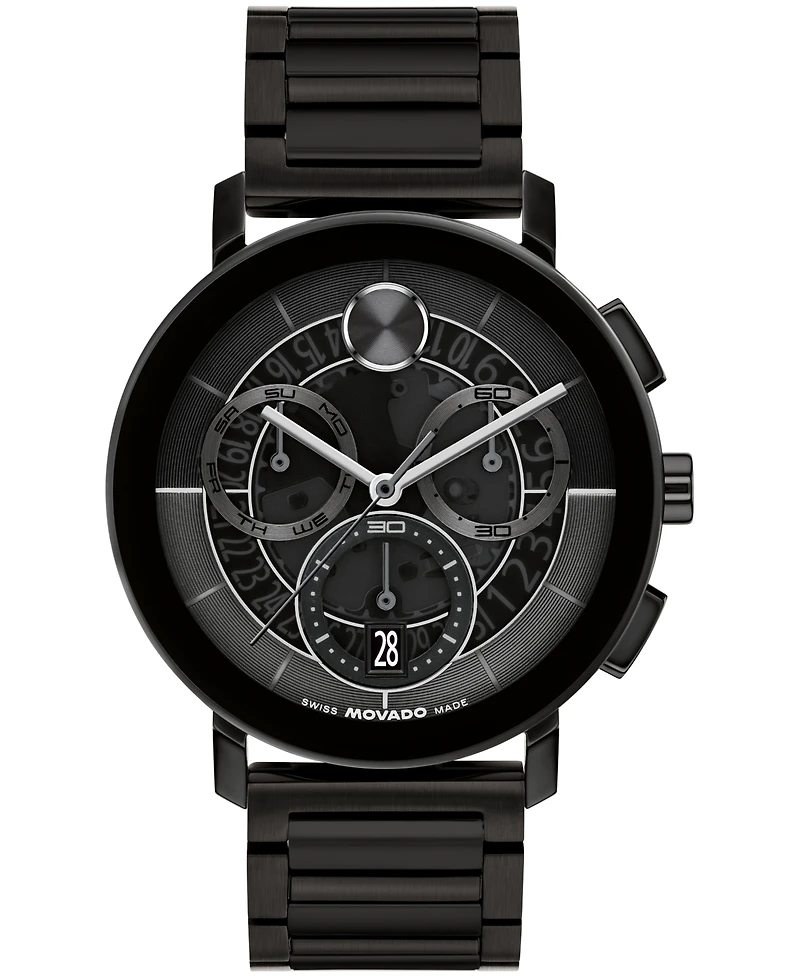 Movado Men's Bold Evolution 2.0 Swiss Quartz Chrono Ionic Plated Black Steel Watch, 42mm