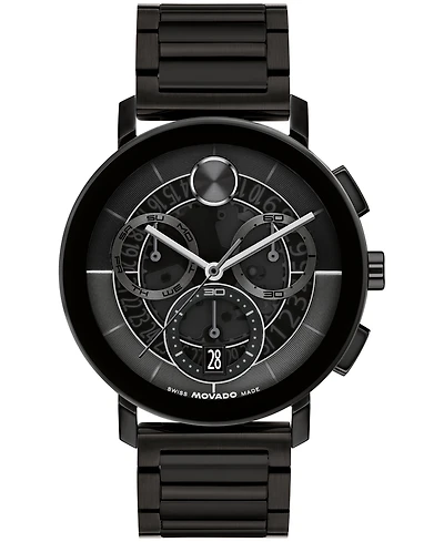 Movado Men's Bold Evolution 2.0 Swiss Quartz Chrono Ionic Plated Black Steel Watch, 42mm