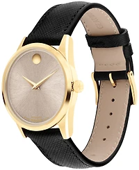 Movado Women's Museum Classic Swiss Automatic Black Leather Watch, 33mm