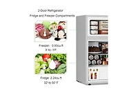 Zafro 3.2 cubic foot mini fridge with separate freezer compartment and double door design is perfect for a basement, apartment