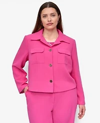 Dkny Plus Size Aero Crepe Cropped Wing Collar Jacket Aero Crepe High Rise Wide Leg Pants