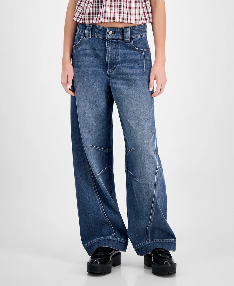 Tinseltown Juniors' Wide Barrel-Leg Jeans