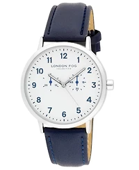 London Fog Unisex Whitehall Navy Leather Watch, 40mm