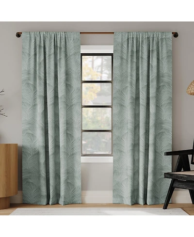 Coppa Leaf Motif Magnetic Closure 100% Blackout Back Tab Curtain Panel