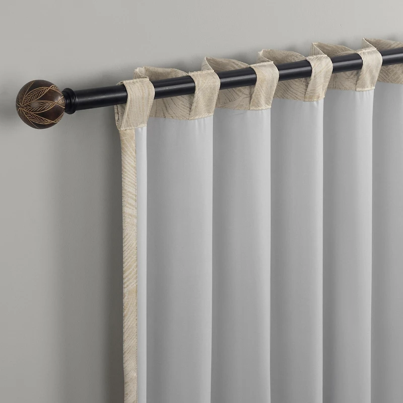 Coppa Leaf Motif Magnetic Closure 100% Blackout Back Tab Curtain Panel