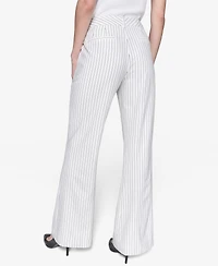 Karl Lagerfeld Paris Women's Pinstripe Full Wide- Leg Pants