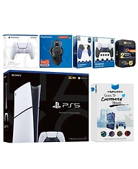 Sony Playstation 5 Slim Digital with Extra Cosmic Red Controller, Plantronics Headset, Trigger Stop Kit, Fps Grip Kit and MightySkins Decal Voucher +