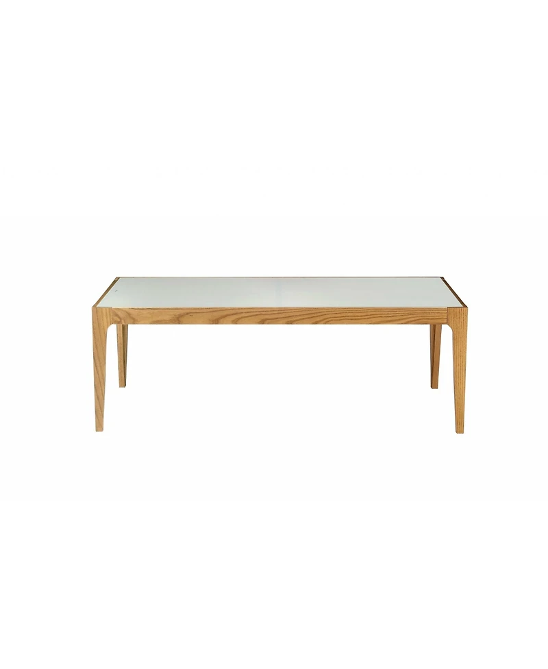 Contemporary Solid Wood Coffee Table with Frosted Glass Surface